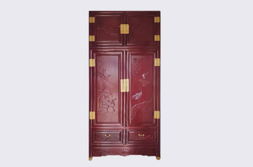 管城回族高端中式家居装修深红色纯实木衣柜