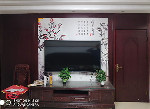 管城回族中式家庭装修电视柜效果展示