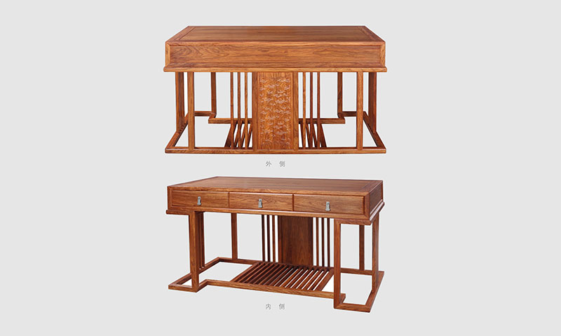 管城回族 别墅中式家居书房装修实木书桌效果图